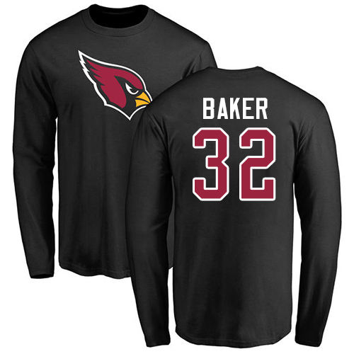 Arizona Cardinals Men Black Budda Baker Name And Number Logo NFL Football #32 Long Sleeve T Shirt->arizona cardinals->NFL Jersey